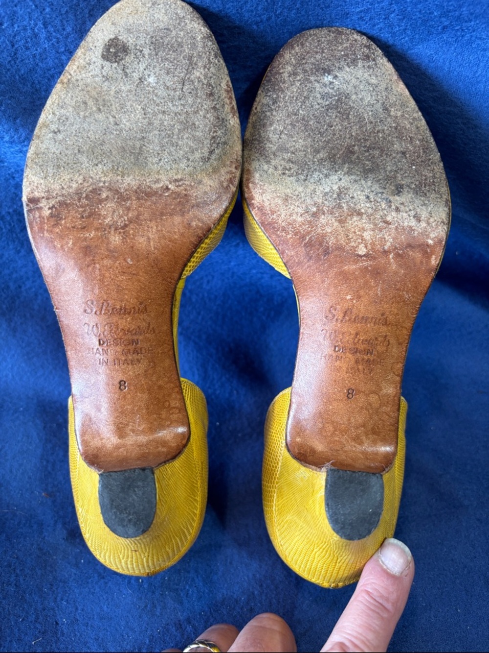 Susan Bennis Warren Edwards, featuring a yellow textured leather finish - Picture 3 of 3